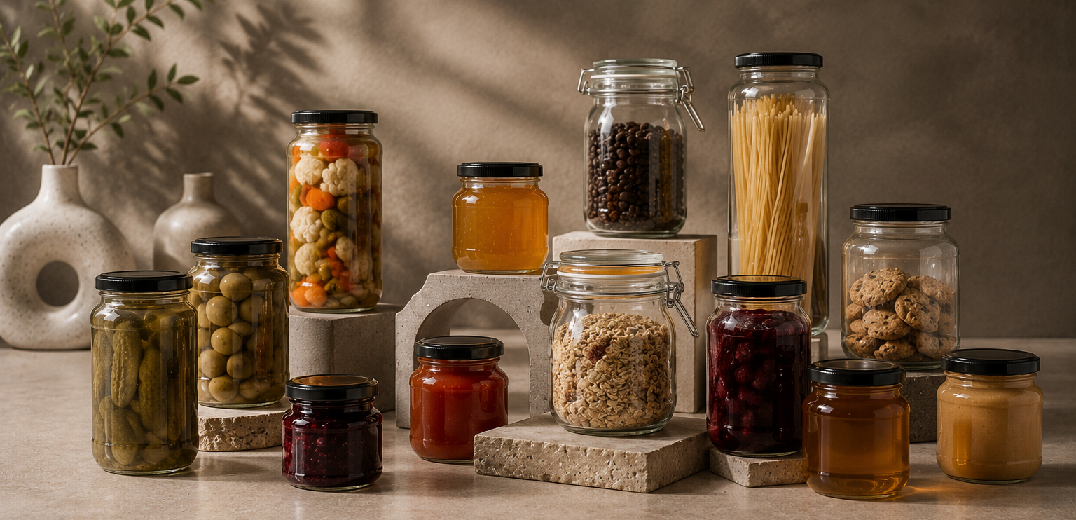 premium glass food storage jars for pickles cookies pasta grains and kitchen pantry organization